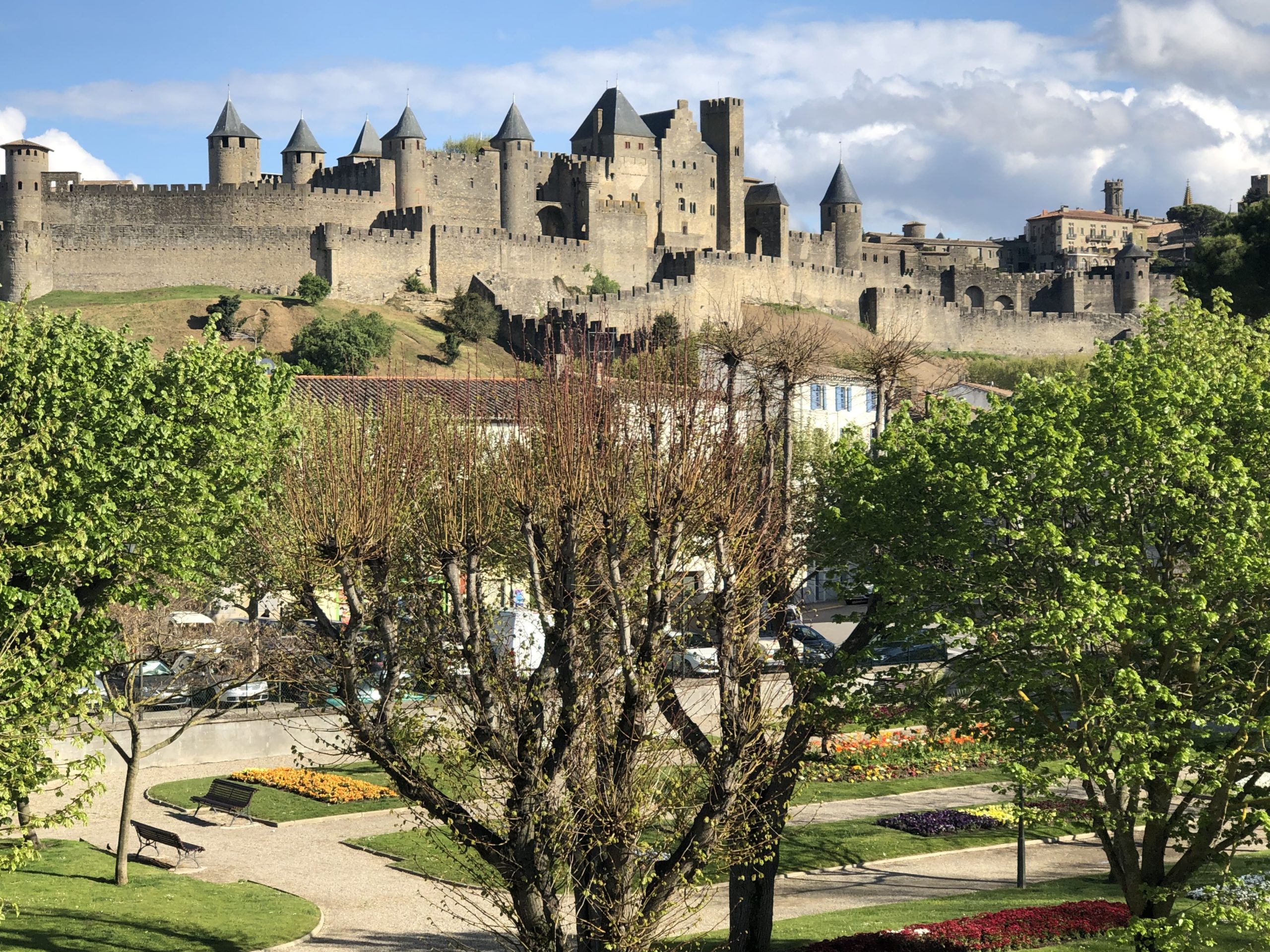 View of Carcassonne from Pont Vieux Carcassonne April 2019