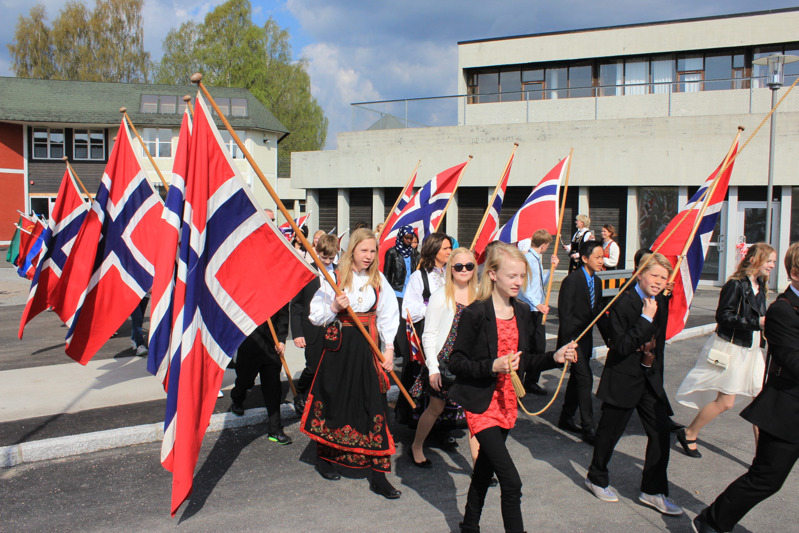 Children marching from school Skien Norwegian Constitution Day
